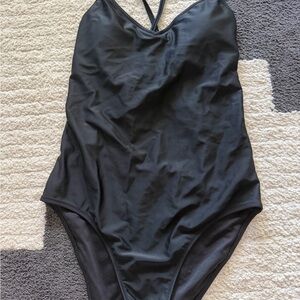 aerie Black One-Piece Swimsuit with Crossback Straps